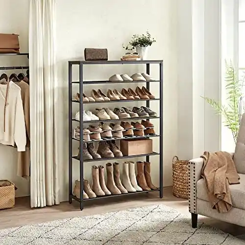 Lichidare de stoc Suport pantofi Model Rivka, Negru, 100x30x152 cm