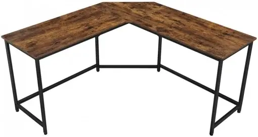 Preț redus Birou pe Colt Vasagle, model Donald, 149x75x149 cm, Maro Rustic/Negru