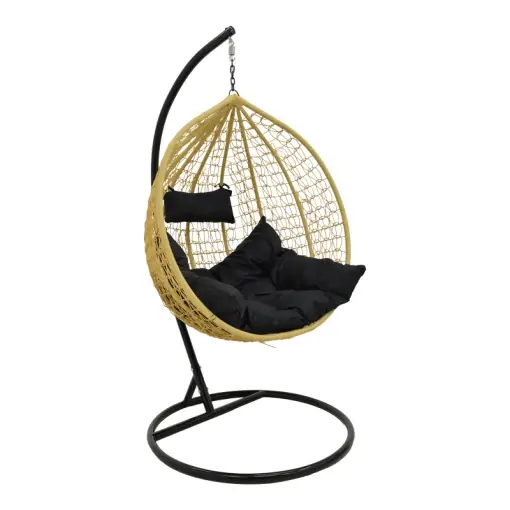 Balansoar de Gradina Model Zafer, Natural/Negru, 106x103x200 cm Livrare expres