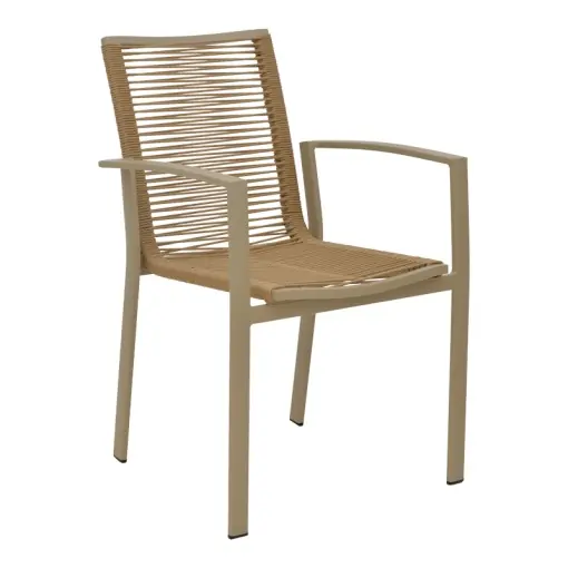 Doar azi Fotoliu de Gradina Model Jonian, Natural/Champagne, 57x63x83 cm