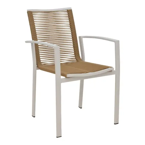Fotoliu de Gradina Model Jonian, Naural/Alb, 57x63x83 cm Ultima șansă