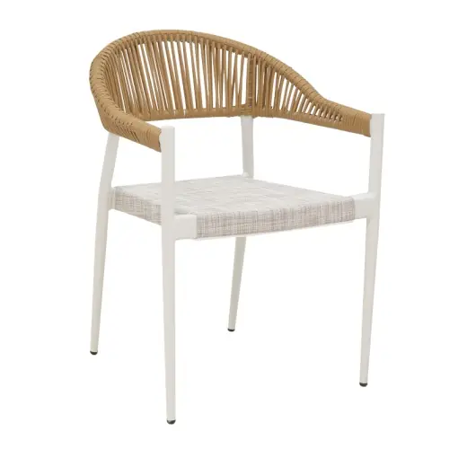 Retur ușor Fotoliu de Gradina Model Elation, Natural/Alb, 57x56x78 cm