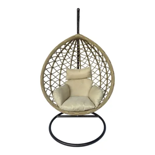 Preferatul clienților Balansoar de Gradina Model Lyere, Bej/Maro, 120x108x195 cm