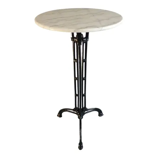 Masa de Bar pentru Exterior Model Meppo, Alb marmorat/Negru, D60x107.8 cm Mai ieftin