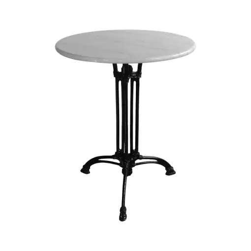 Disponibil imediat Masa de Gradina Model Bastile, Alb marmorat/Negru, D70x71.8 cm