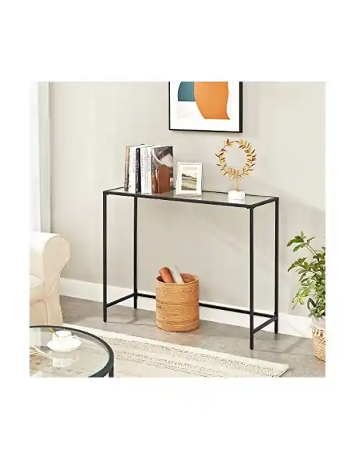 Consola Model Kai, Negru, 100x35x80 cm, blat sticla securizata Disponibil imediat