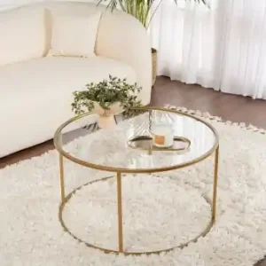 Preț mic Masuta de cafea Model Aurum 80, Auriu/Transparent