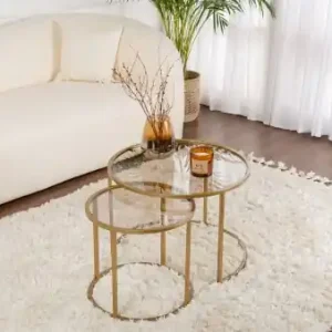 Livrare rapidă Set Masute de cafea Model Aurum 60, Auriu/Bronz