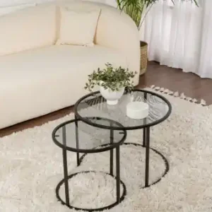 Plată sigură Set Masute de cafea Model Aurum 60, Negru/Gri
