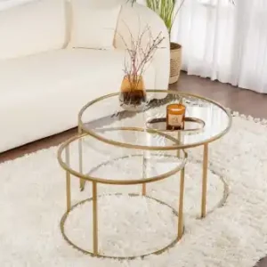 Expediere rapidă Set Masute de cafea Model Aurum 80, Auriu/Transparent