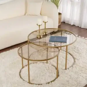 Set Masute de cafea Model Aurum 80, Auriu/Bronz Preț mic