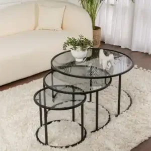 Livrare rapidă Set Masute de cafea Model Aurum 80, Negru/Gri