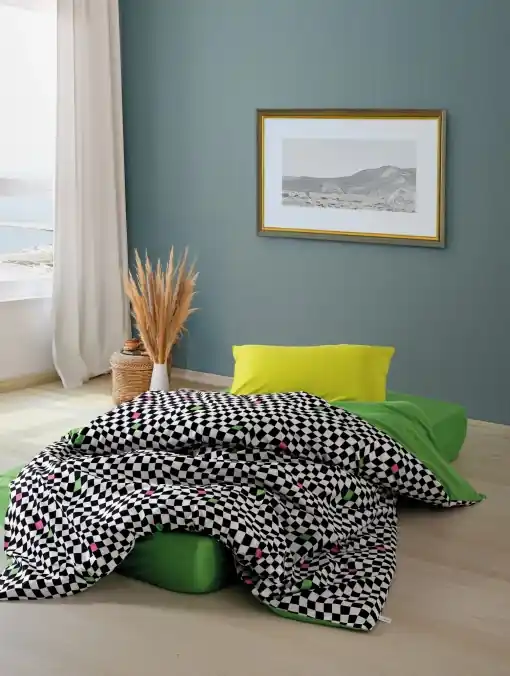 Lenjerie de pat 1 Persoana Model Dazzle Green Popular
