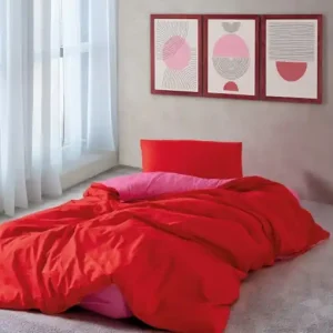 Retur gratuit Lenjerie de pat 1 Persoana Model Sage Red, Fuchsia
