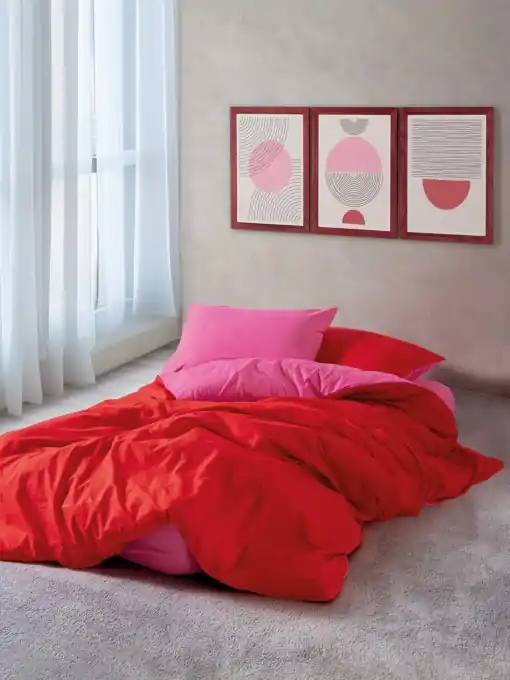 Reducere de preț Lenjerie de pat dublu Model Sage Red, Fuchsia