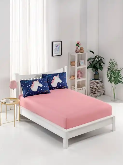 Cel mai bun preț Cearsaf cu elastic si fete de perna Model Magic Unicorn
