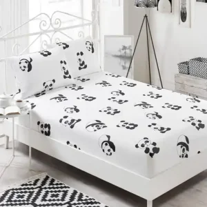 Lichidare de stoc Cerasaf de pat cu elastic si fete de perna Model Panda