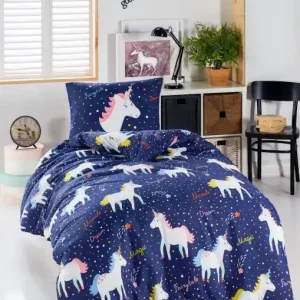 Lenjerie de pat 1 Persoana Model Magic Unicorn Discount