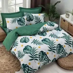 Plată sigură Lenjerie de pat dublu Model Monstera Green