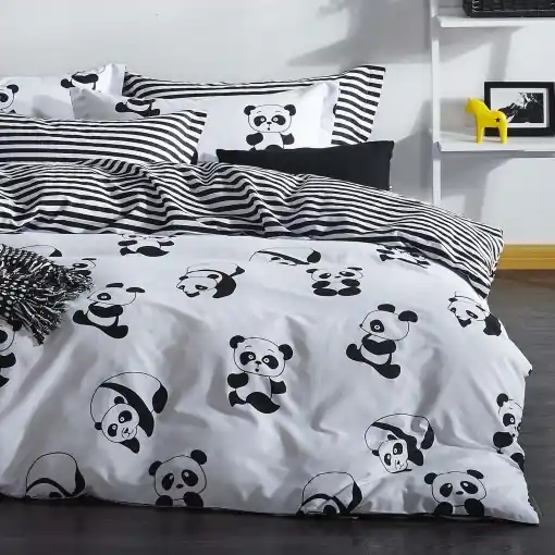 Popular Lenjerie de pat dublu Model Panda Black
