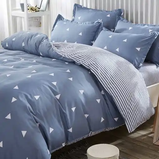 Preț redus Lenjerie de pat dublu Model Üçgen Blue
