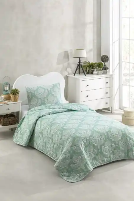 Ofertă exclusivă Set Cuvertura de pat 1 Persoana Model Post Water Green