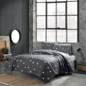 Set Cuvertura de pat 1 Persoana Model Üçgen Grey Preț redus