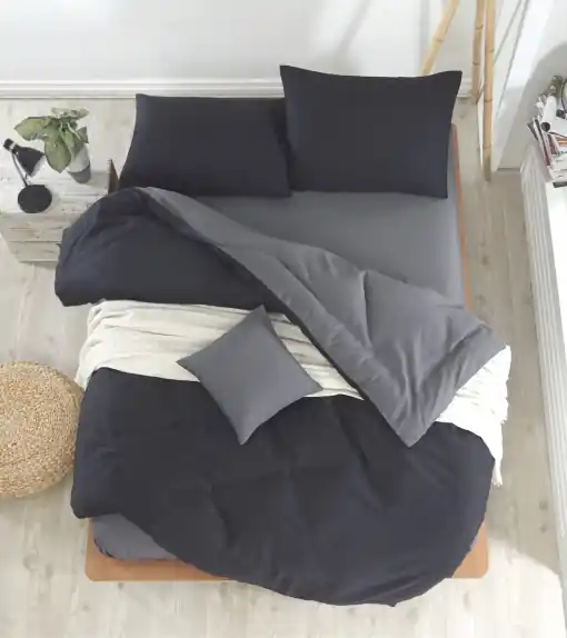 Lenjerie de pat dublu Model Mix Black, Fume Cel mai vândut