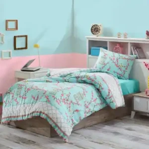 Ieftin Lenjerie de pat 1 Persoana Model Birdcage Turquoise