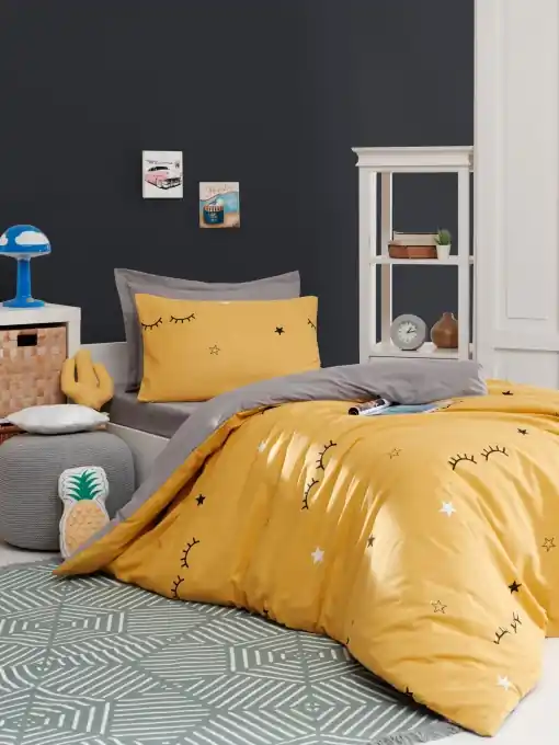 Lenjerie de pat 1 Persoana Model Dide Yellow Nu rata