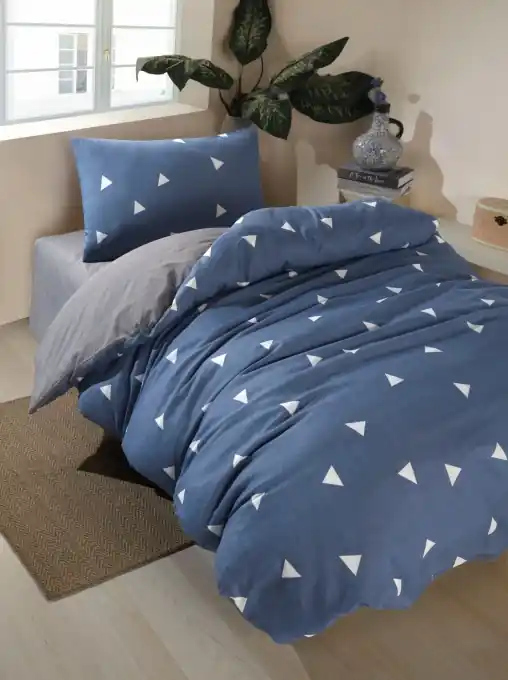 Comandă acum Lenjerie de pat 1 Persoana Model Geometrik Blue