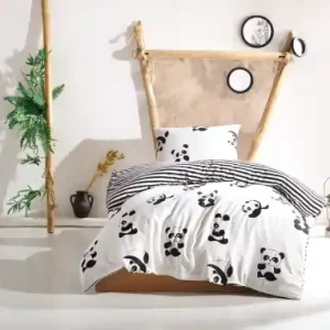 Lenjerie de pat 1 Persoana Model Panda Discount