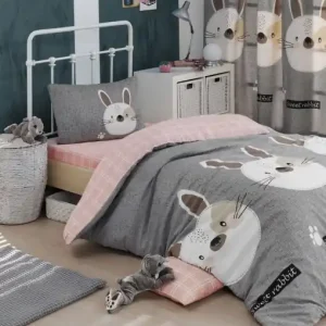 Vezi acum Lenjerie de pat 1 Persoana Model Tavşancık Light Brown, Grey, Pink