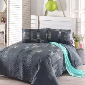 Ofertă specială Set Cuvertura de pat dublu Model Trace Anthracite