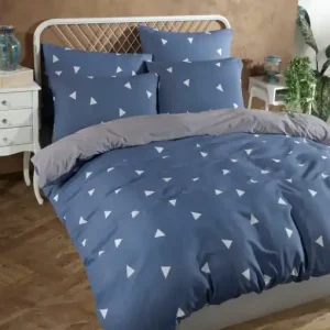 Lenjerie de pat dublu Model Geometirk Blue Retur ușor