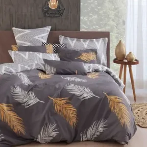 Lenjerie de pat dublu Model Olivia Gold, Grey vPoly Livrare rapidă