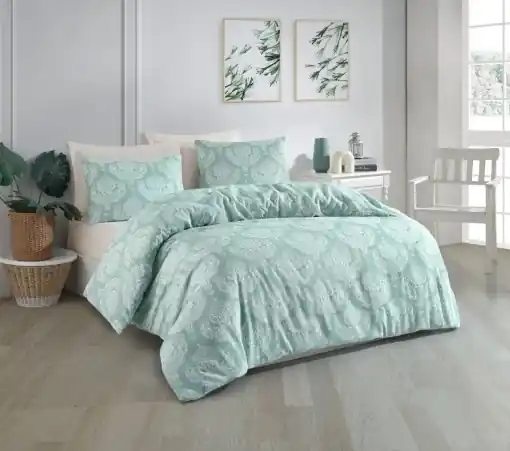 Lenjerie de pat dublu Model Post Water Green Mai ieftin