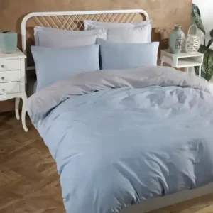 Lenjerie de pat dublu Model Solid Light Blue, Grey Calitate înaltă