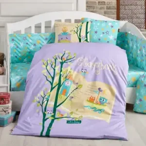 Discount Lenjerie patut Bebe Poplin Model Dream Clock Lilac