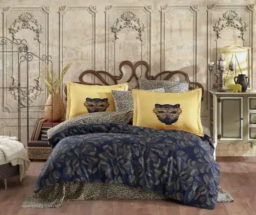 Ieftin Lenjerie de pat dublu, Bumbac 100% Satinat Model Caprice Yellow