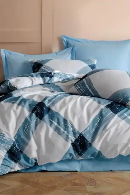 Lenjerie de pat dublu Model Andri Blue Livrare expres
