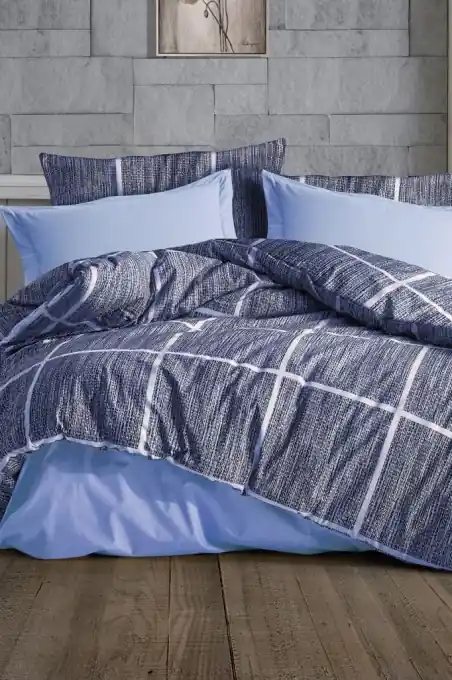 Preferatul clienților Lenjerie de pat dublu Model Rian Blue