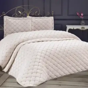 Set Cuvertura Pat Dublu Model Lima Cream Ofertă specială