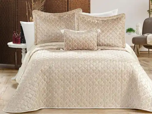 Set Cuvertura Pat Dublu Model Brillance Cappucino Doar azi
