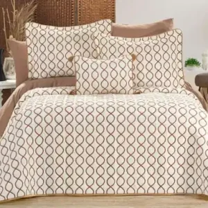 Set Cuvertura Pat Dublu Model Brillance Cream, Gold Disponibil imediat