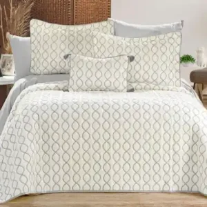 Preț promoțional Set Cuvertura Pat Dublu Model Brillance Cream, Grey