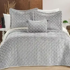 Premium Set Cuvertura Pat Dublu Model Brillance Grey