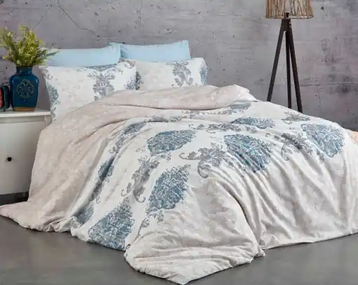 Lenjerie de pat 1 Persoana Model Daisy Blue Expediere rapidă