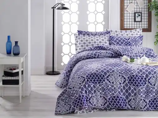 Doar azi Lenjerie de pat 1 Persoana Model Donjette Dark Blue