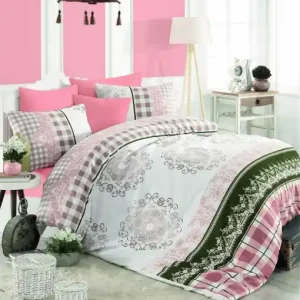 Lenjerie de pat 1 Persoana Model Nazenin Pink Reduceri